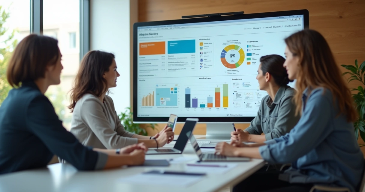 Layout de site institucional moderno com elementos visuais dinâmicos 