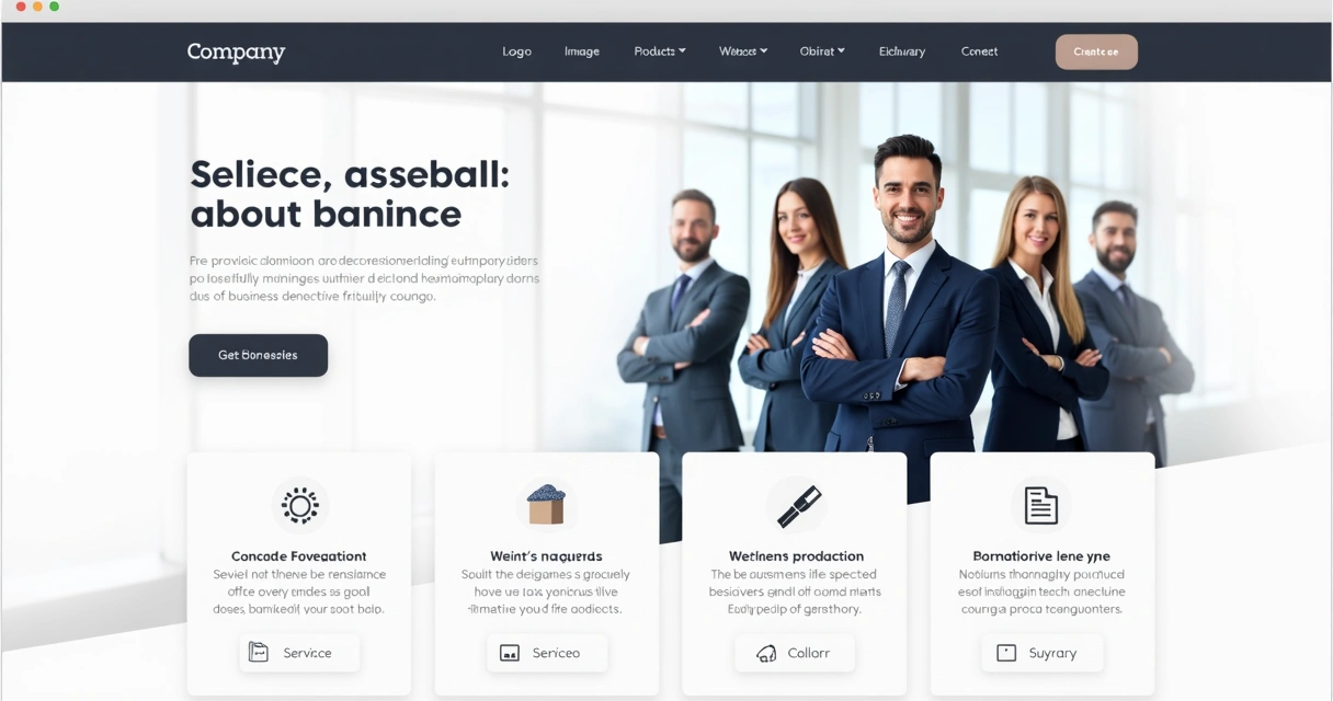 Página principal de site empresarial moderno com cores sóbrias e layout responsivo 
