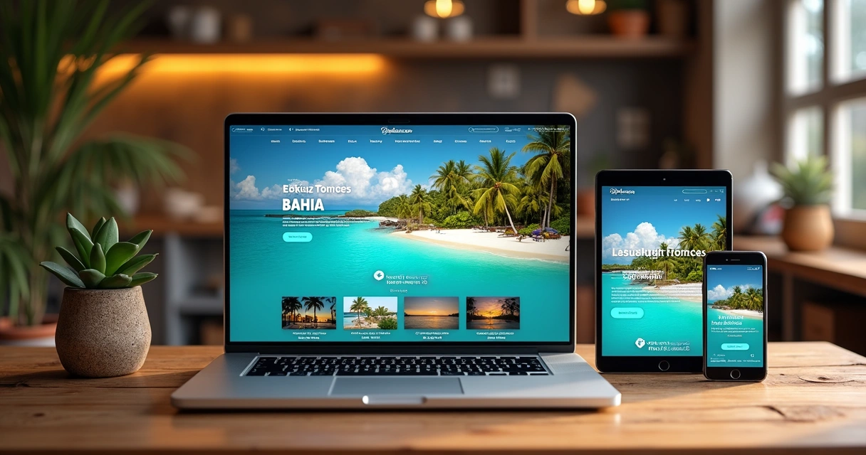 Exemplo de design responsivo com foco no turismo baiano 