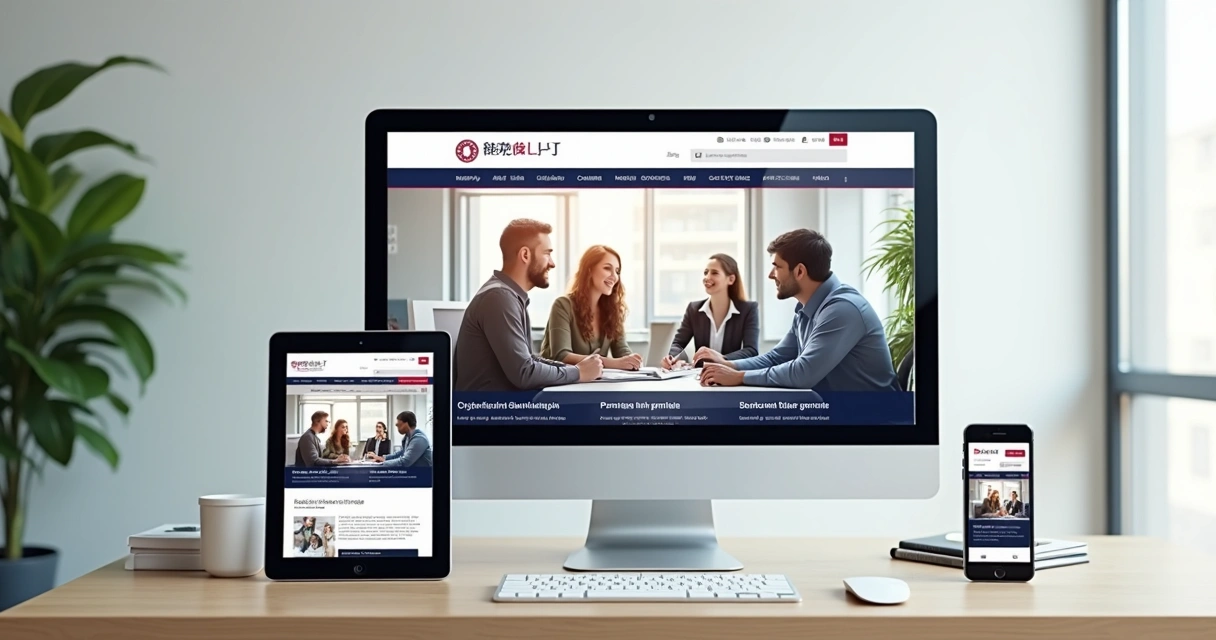 Exemplo de site responsivo em desktop, tablet e celular 
