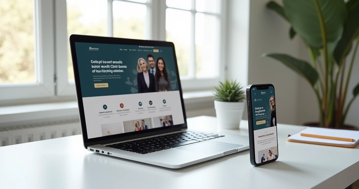 Layout responsivo em laptop e telemóvel 