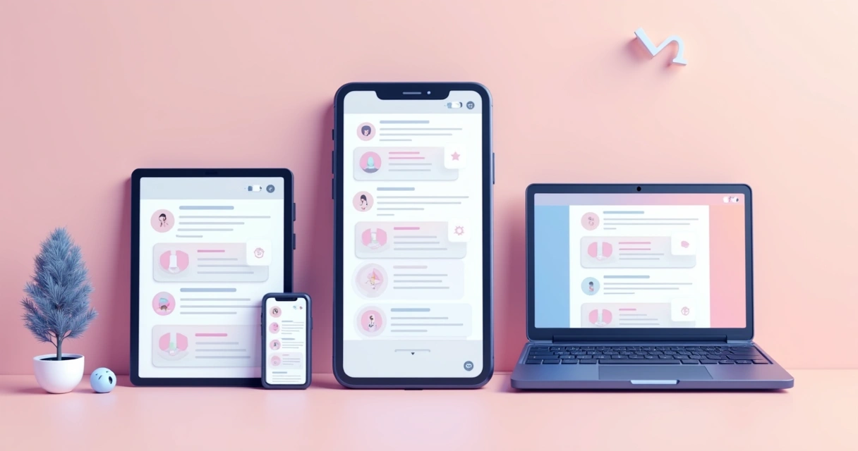 Página responsiva aberta em celular, tablet e computador 