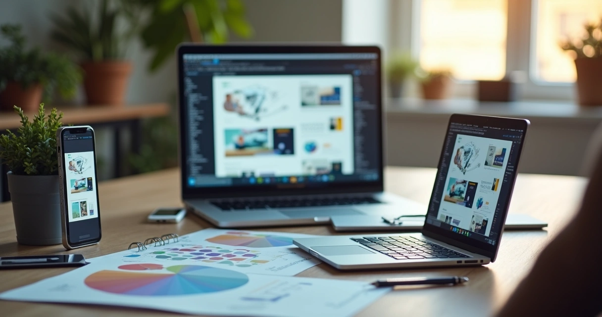 Protótipo de site responsivo em diferentes dispositivos 