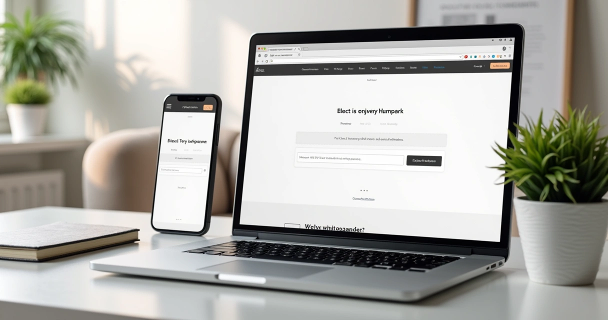 Site exibido em tela de notebook e smartphone lado a lado 