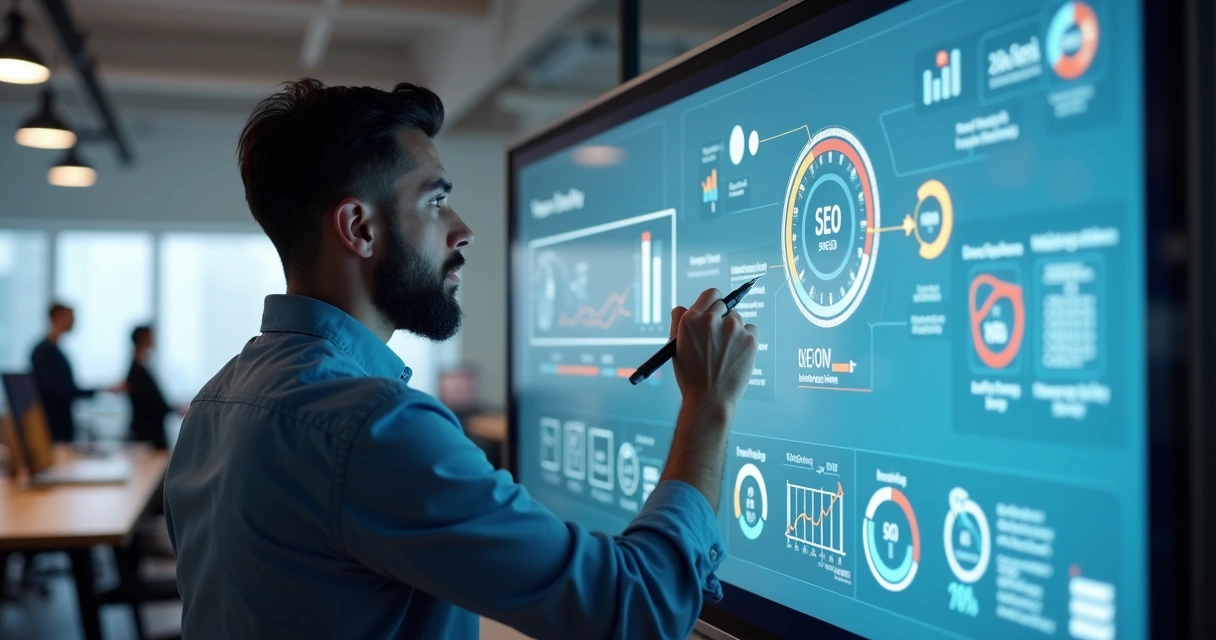 Designer ajustando a experiência do usuário de um site moderno 