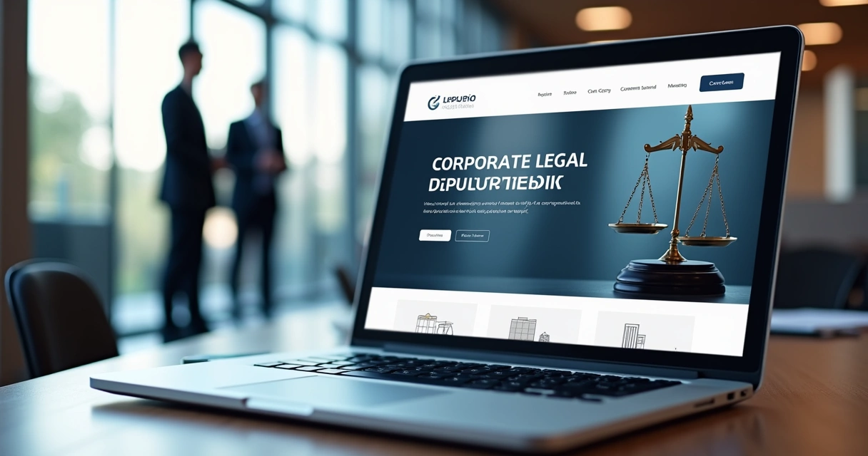Layout de site corporativo jurídico com design sofisticado 