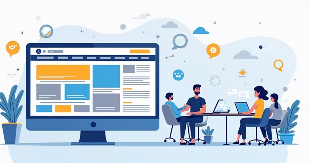 Layout de um website moderno em uma tela digital, destacando design limpo e responsivo.