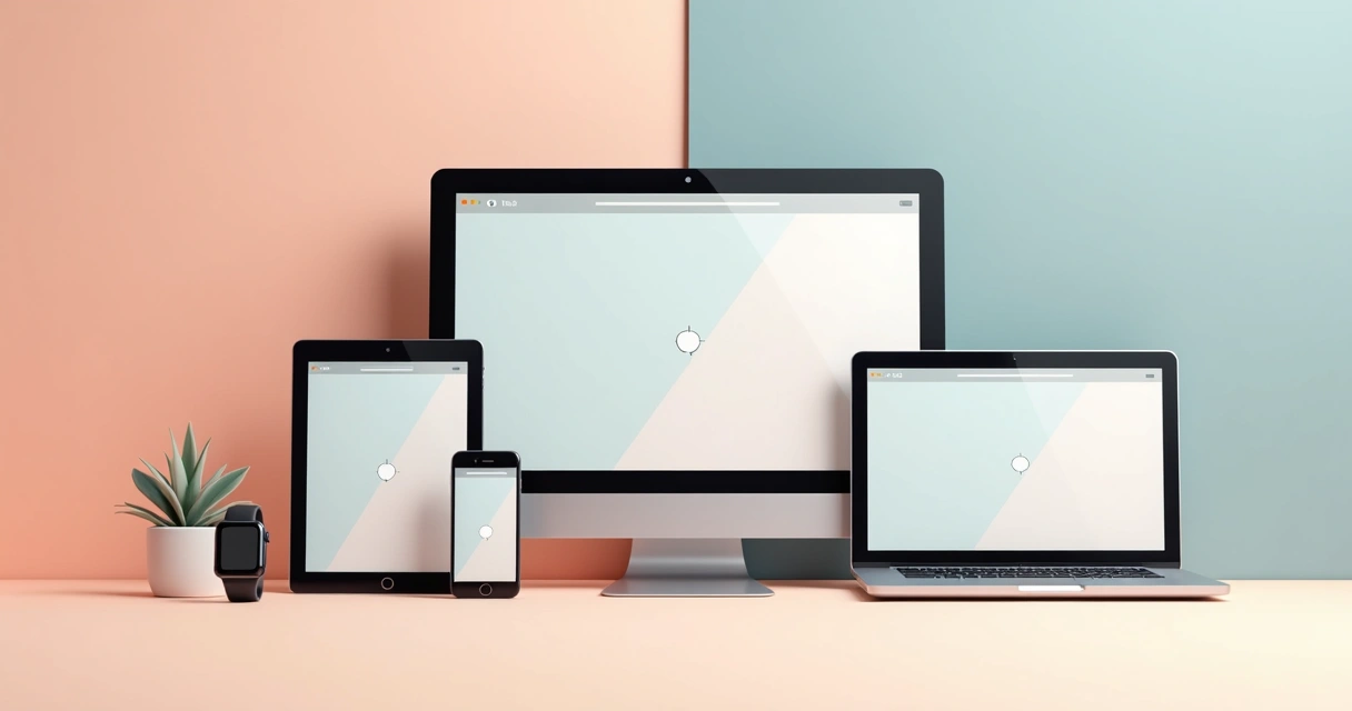 Layouts de site mostrando design em smartwatch, tablet, smartphone e tela widescreen 