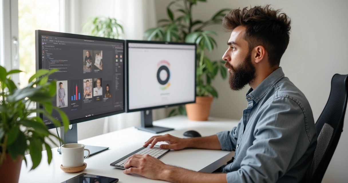 Designer terceirizado trabalhando em projetos digitais 