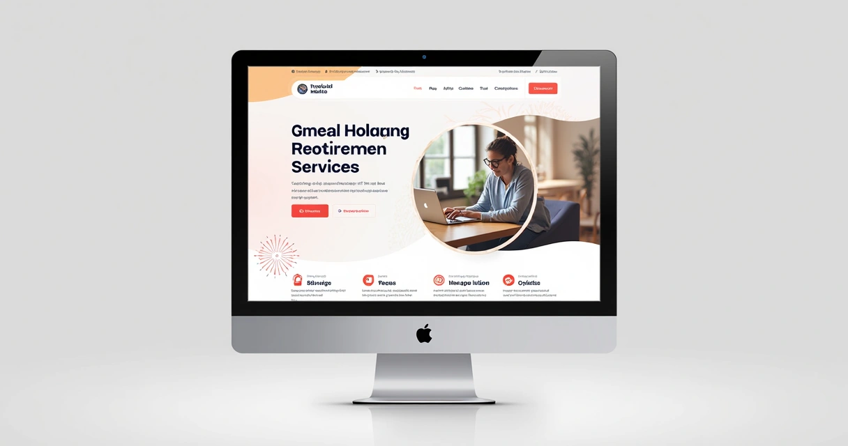Interface de site profissional com layout moderno e intuitivo 