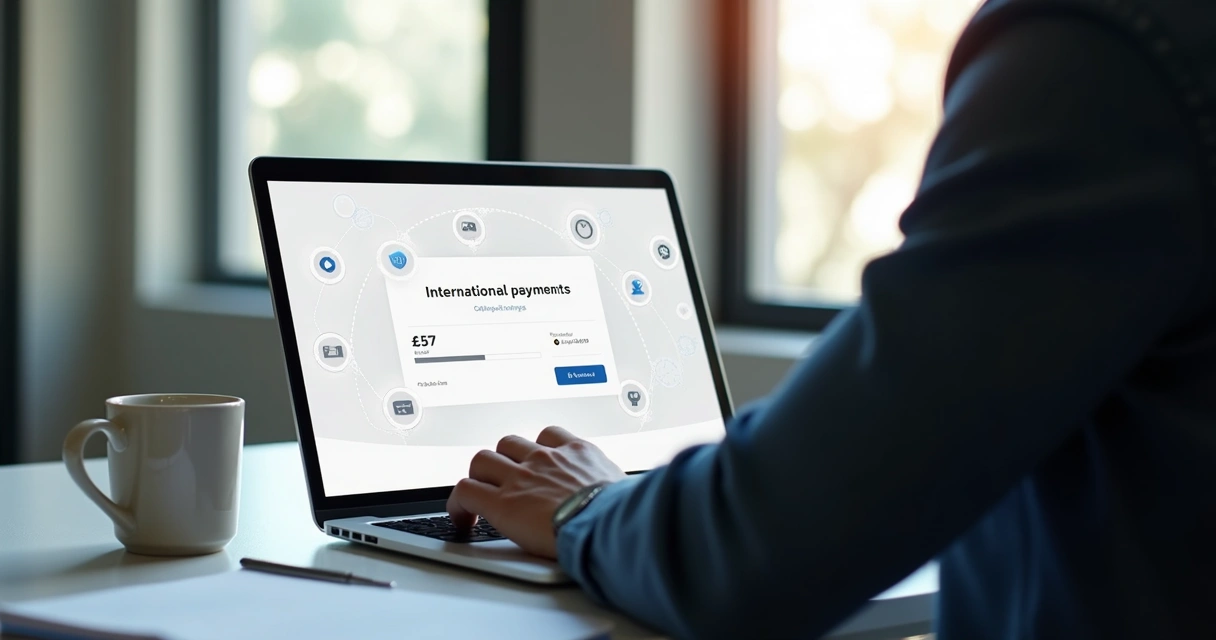 Pessoa sentada em frente ao computador recebendo pagamento digital em ambiente de trabalho 