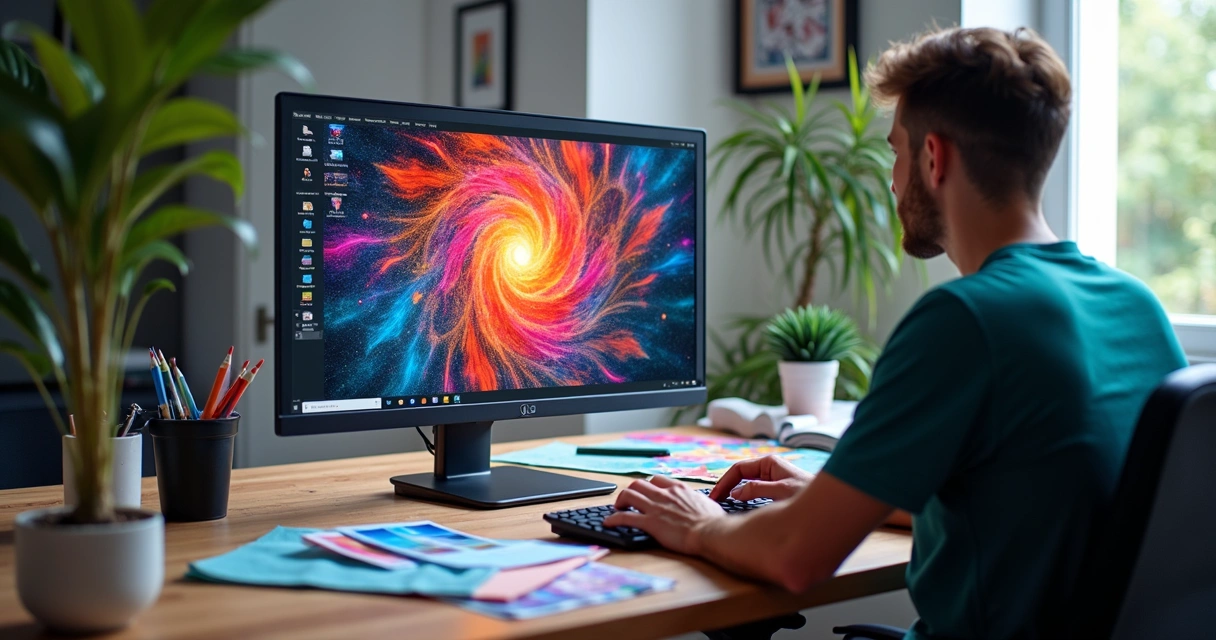 Designer gráfico criando arte digital para impressão DTF personalizada 