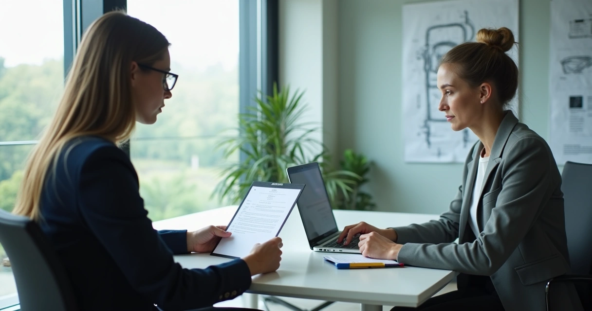 Designer sentado em mesa negociando salário com pessoa de negócios 