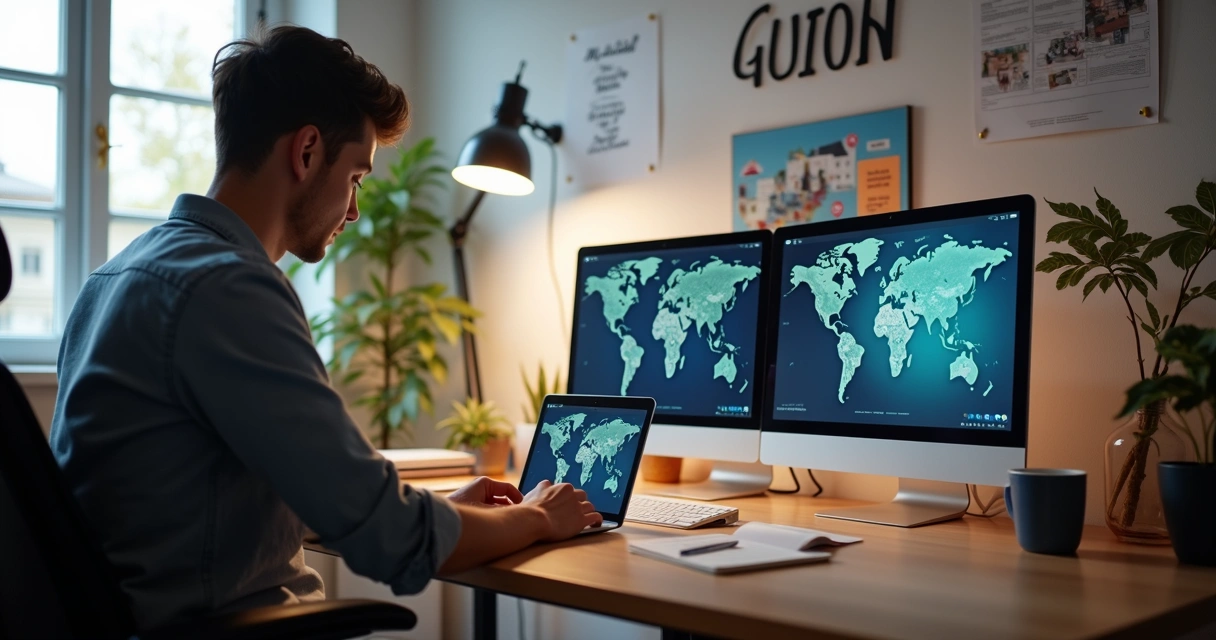 Designer em home-office trabalhando em design system global 