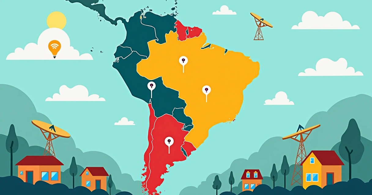 Mapa do Brasil destacando áreas urbanas conectadas e áreas rurais ainda desconectadas 