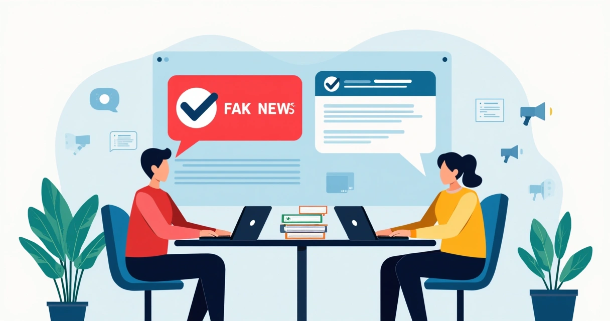 Equipe de campanha reunida desmentindo fake news