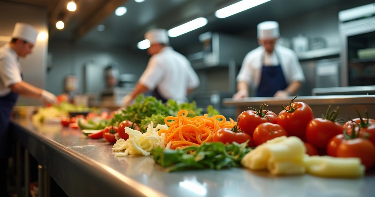 Desperdício de comida em cozinha de restaurante 