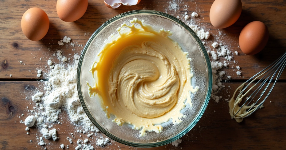 Restos de ingredientes na tigela de confeitaria 