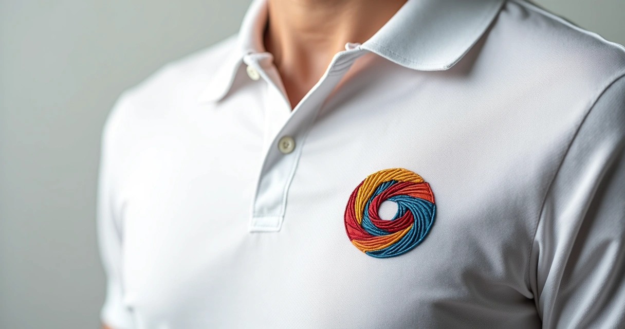 Close logo bordado em camisa polo branca