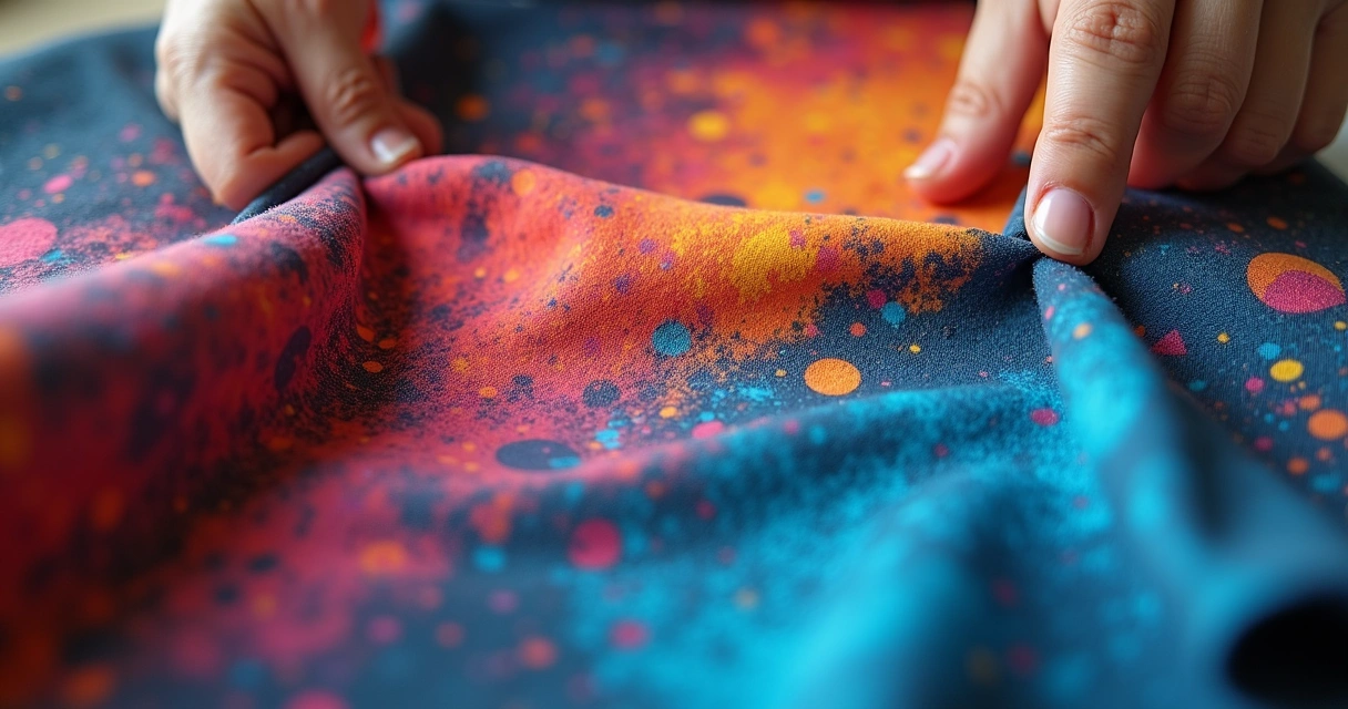 Detalhe de estampa colorida e viva em camiseta sublimada 