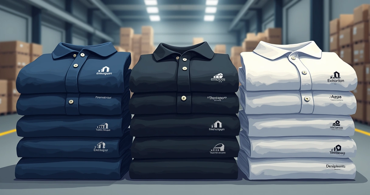 Pilhas de polos personalizadas prontas para entrega