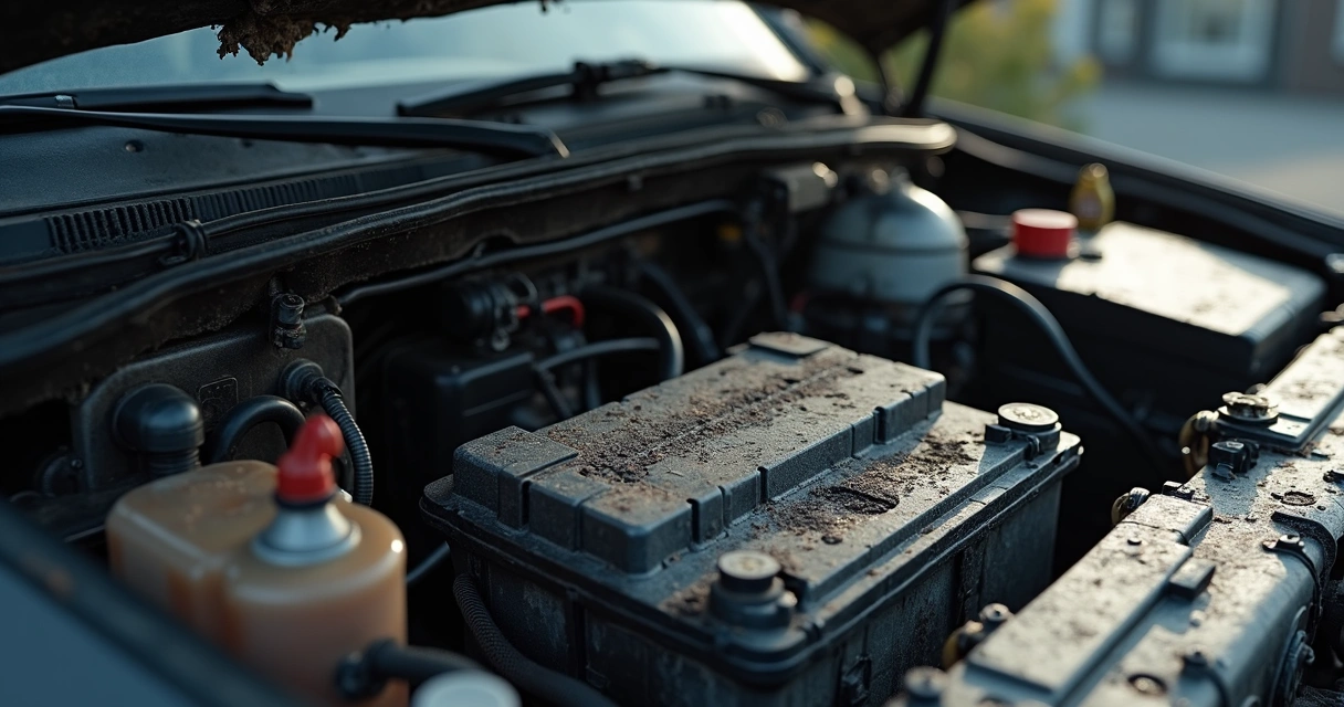 Compartimento do motor com marcas de queima 