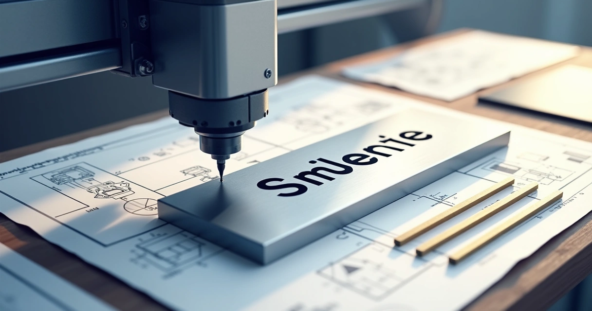 Detalhe técnico da gravação a laser em placa de aço inox para homenagem 