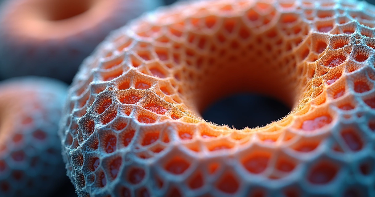 Detalhe interno da rosquinha fractal do bagel da entropia realçando complexidade dos padrões 