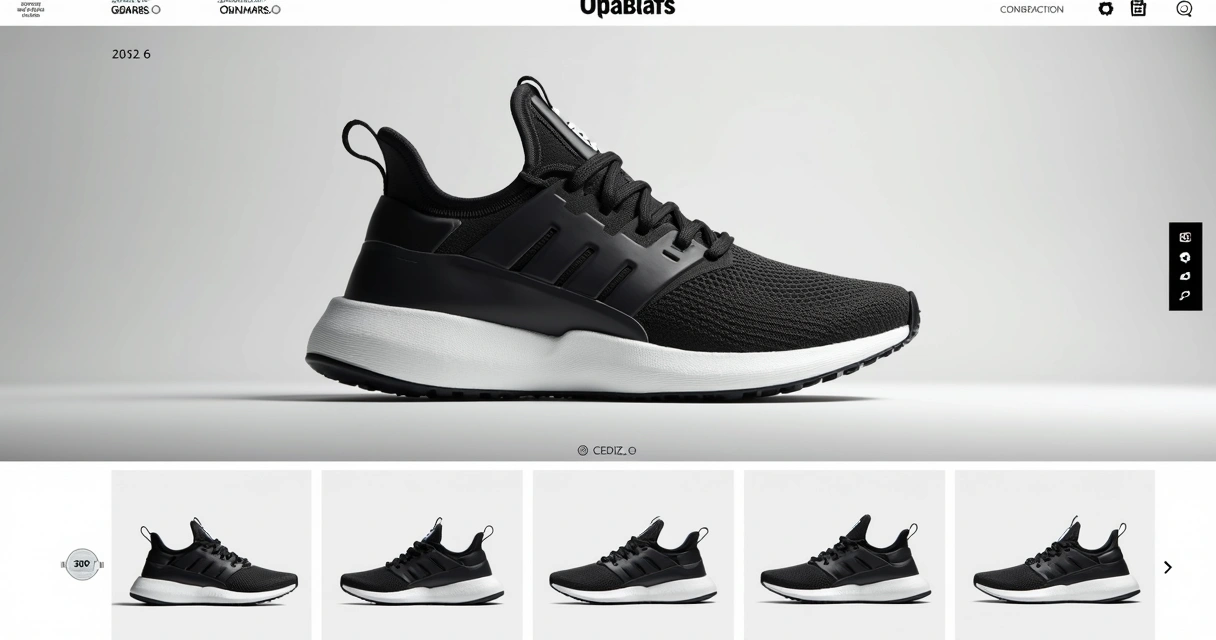 Produto de loja virtual exibido com detalhes e imagens 360 graus