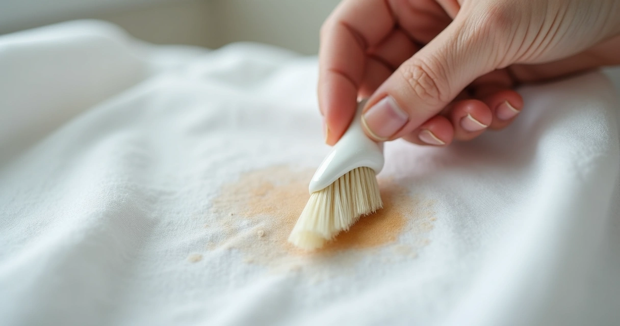 Avaliação cuidadosa de uma mancha em roupa branca