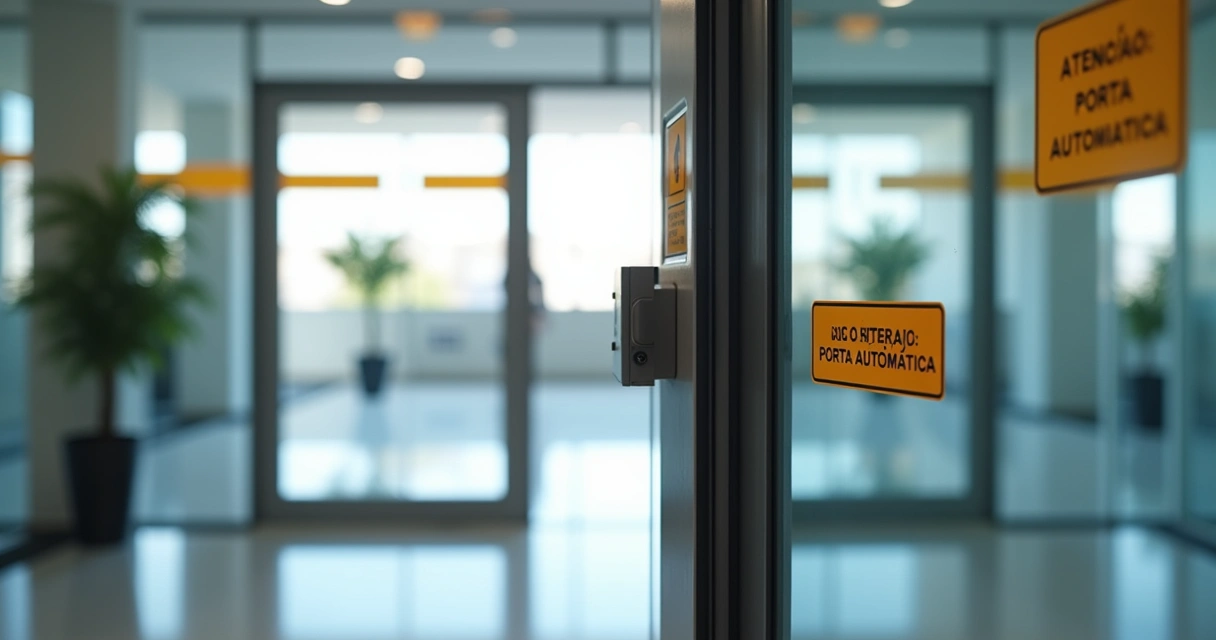 Sensor de segurança em porta automática de vidro