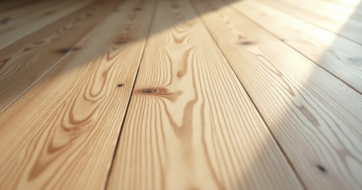 Detalhe do piso vinílico mostrando textura e veios amadeirados claros