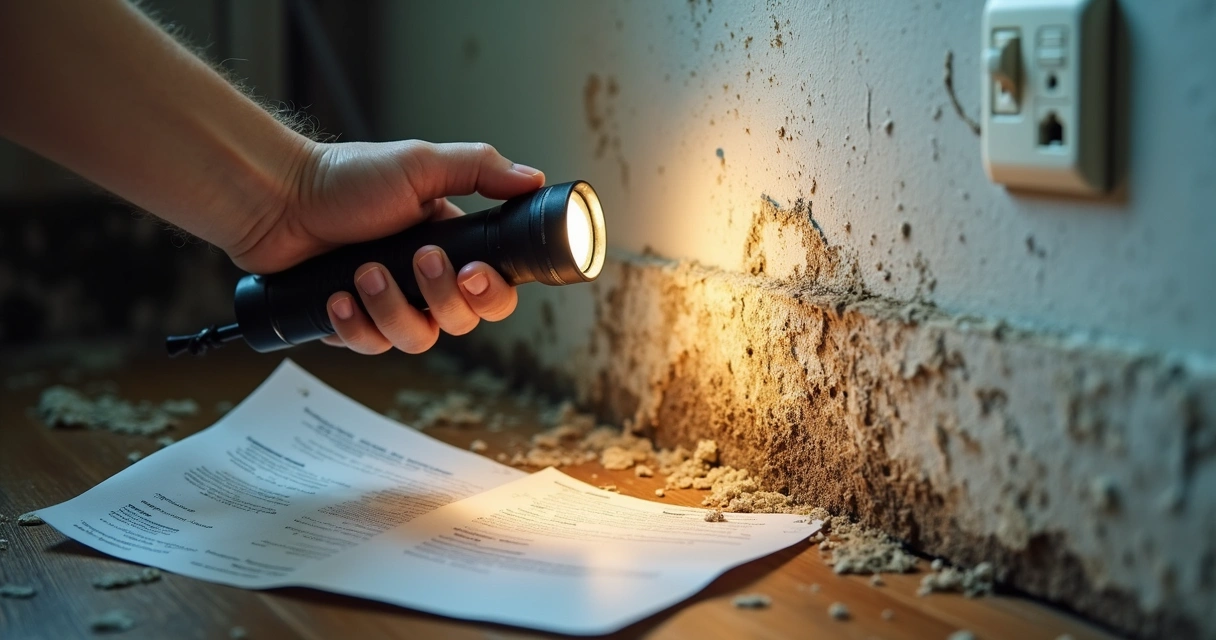 Detalhes de vistoria sendo analisados em imóvel residencial 