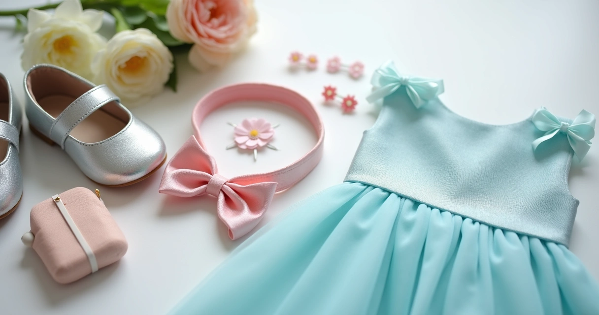 Acessórios delicados para vestido infantil de festa