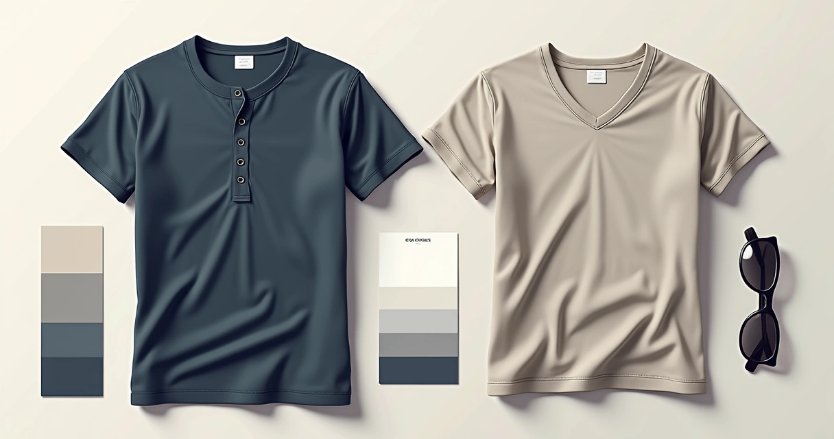 Detalhes de camiseta masculina com gola e tecido leve