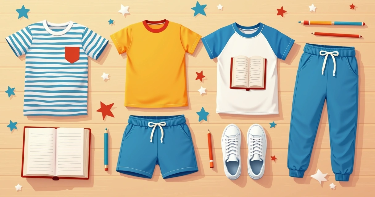 Combinações de camisetas infantis com livros e acessórios de leitura