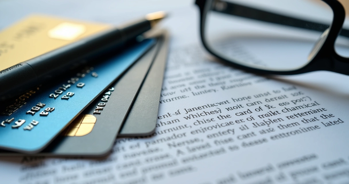 Detalhe de cartões e letras pequenas do contrato 