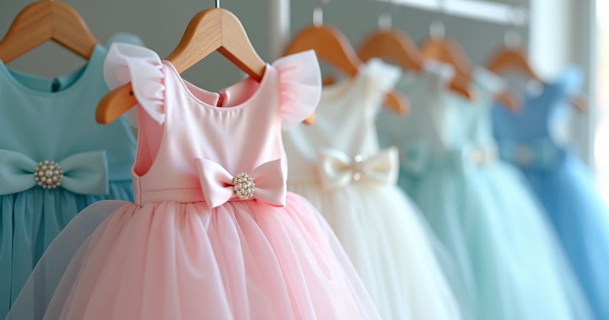 Vestido de festa infantil com laço e detalhes em pérola