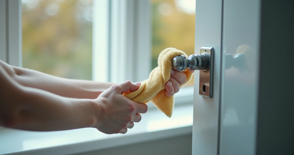 Pessoa limpando detalhes difíceis em casa moderna 