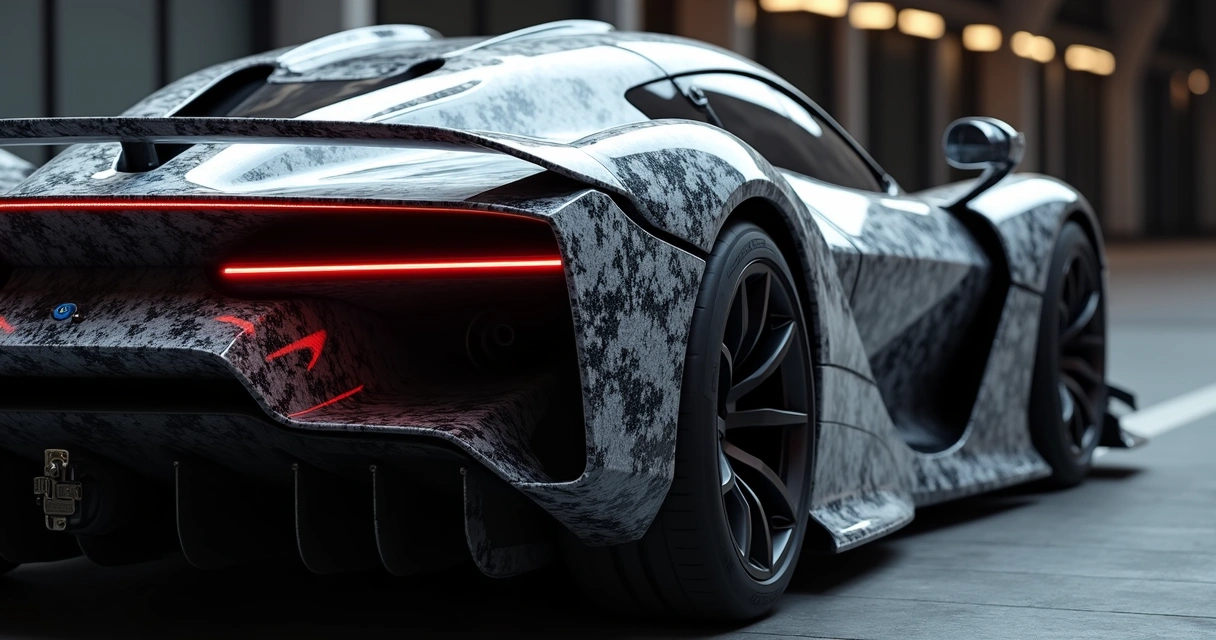 Detalhes do painel traseiro camuflado do Ferrari elétrico