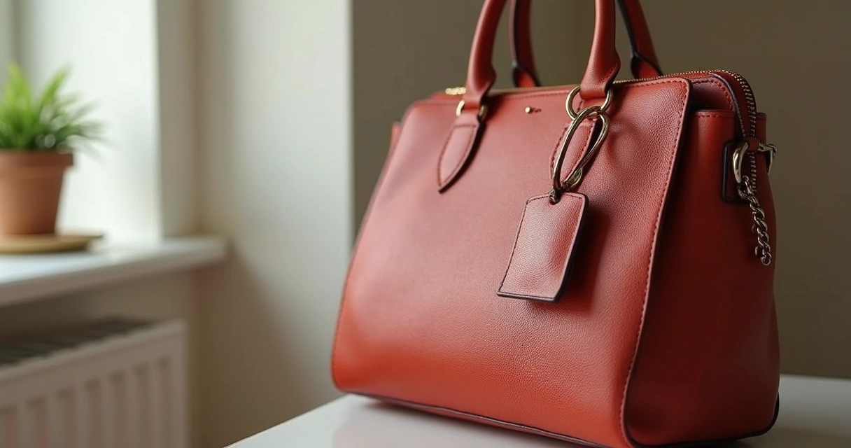 Close-up detalhado de uma bolsa feminina com textura em evidência, iluminação suave e fundo neutro