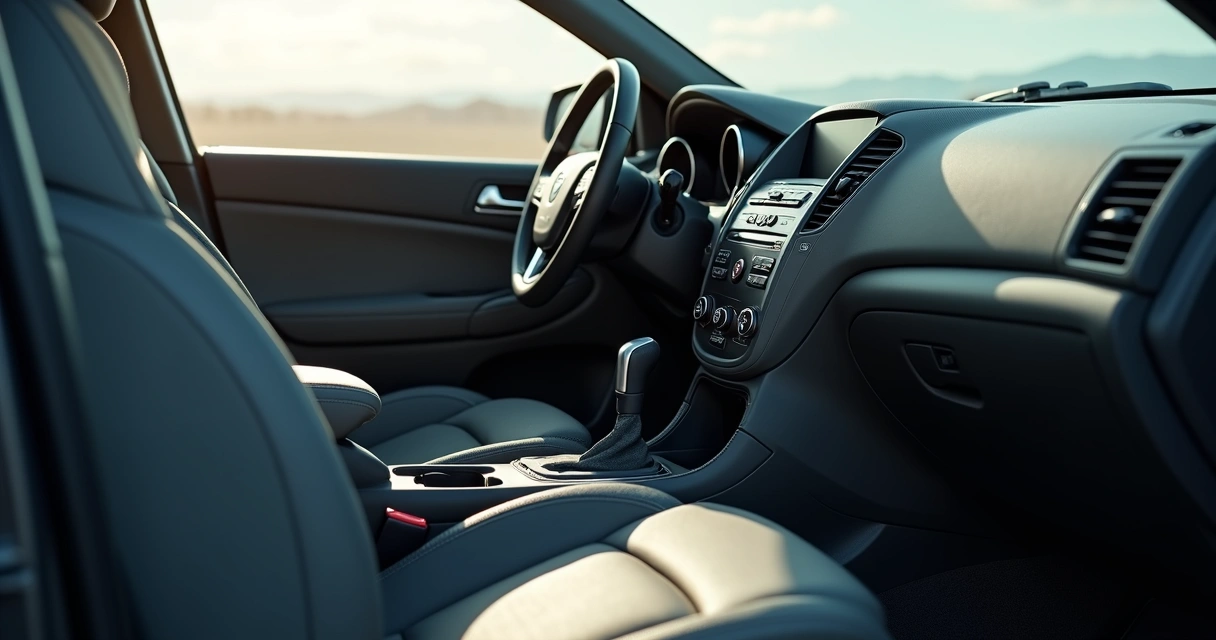 Detalle del tablero y asiento de auto usado limpio 