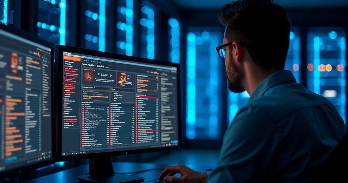 Alerta de detecção de ameaças em tempo real em tela de computador