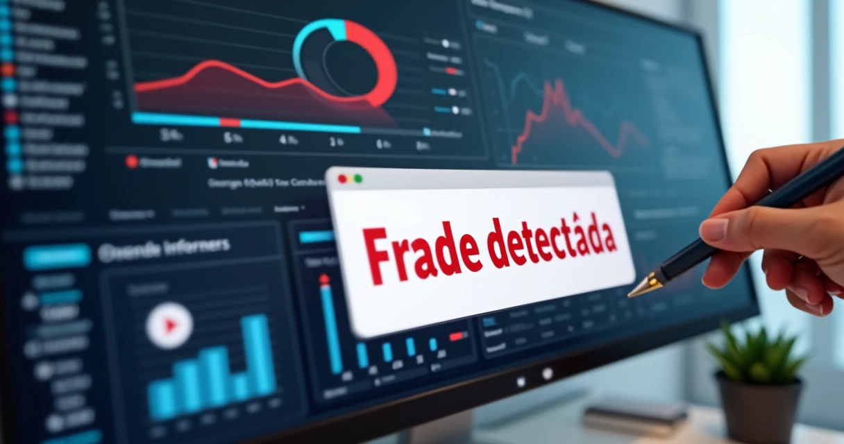 Alertas de fraude em sistema de IA na tela de um computador 