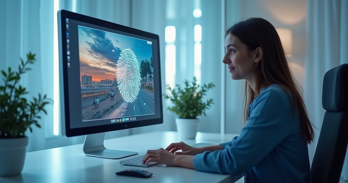 Pessoa usando computador analisando imagem digital 