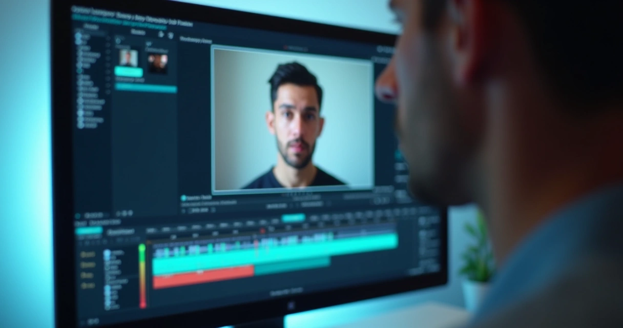 Interface de edição de vídeo com destaque para detecção avançada de rosto 