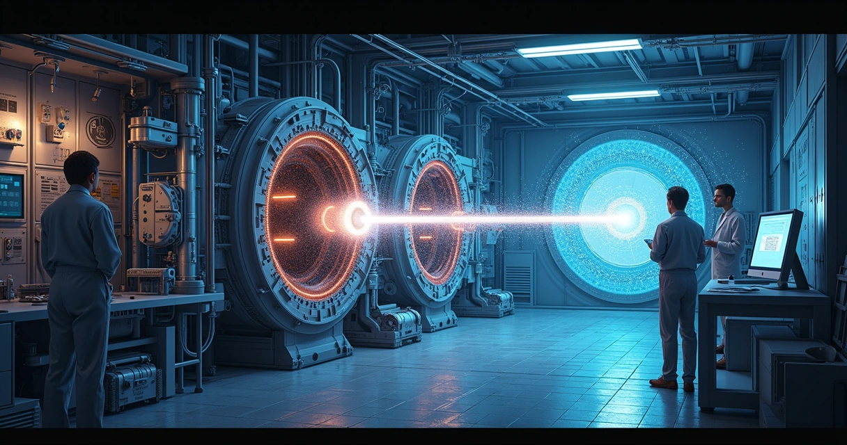 Ilustração de detector de partículas científico. 