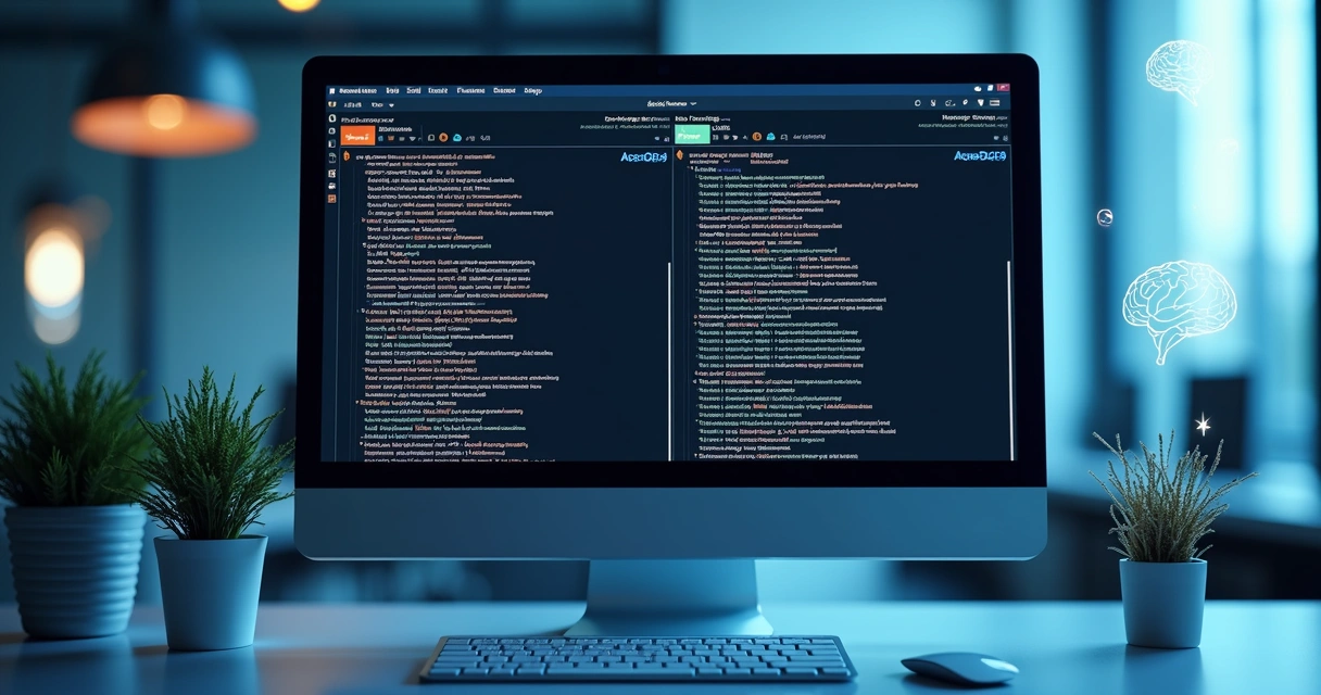 Tela de computador mostrando software moderno de detector de plágio com gráficos e textos comparativos detalhados 