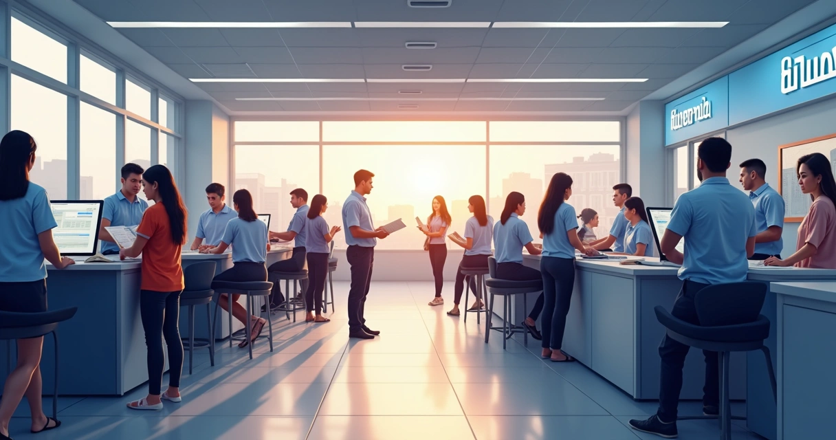 Fila em posto do Detran com pessoas segurando documentos de transferência