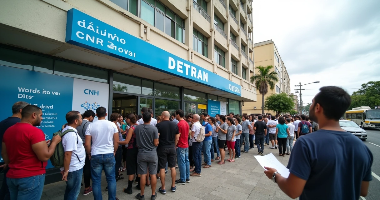 Fila de pessoas na sede do Detran